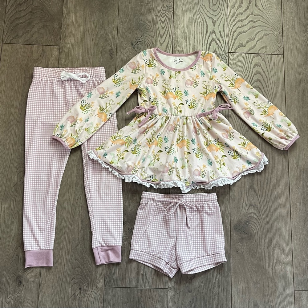 Love + Grow Clothing Co Dinosaur Print Girls 6Y 3pc Lounge Set